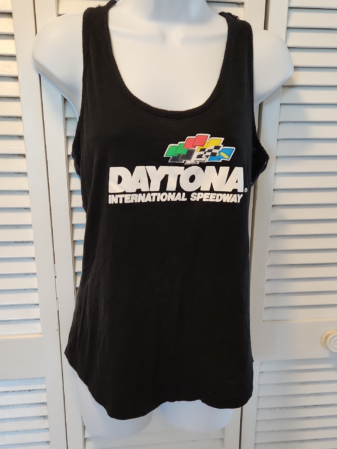 Nascar Black Daytona International Speedway Tank With Multicolor Flag Nascar Black Daytona International Speedway Tank With Multicolor Flag